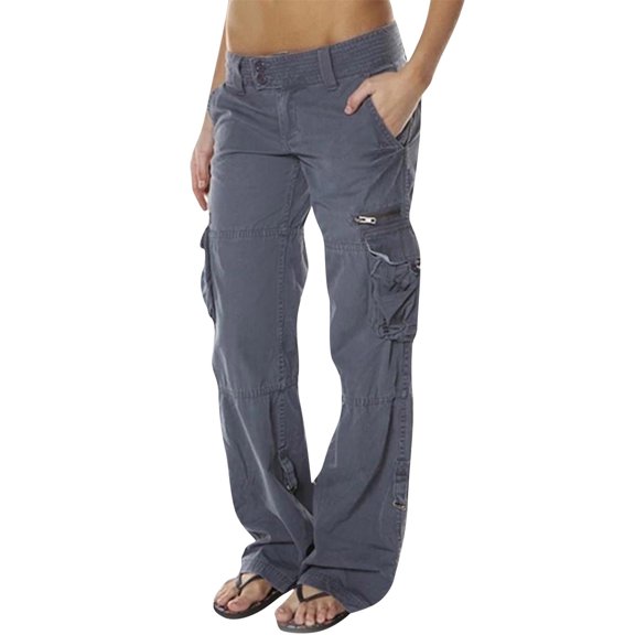 AILIYIL Womens Cargo Pants With Pockets Outdoor Casual Ripstop Camo Construction Work Pants (Dark Gray,M)