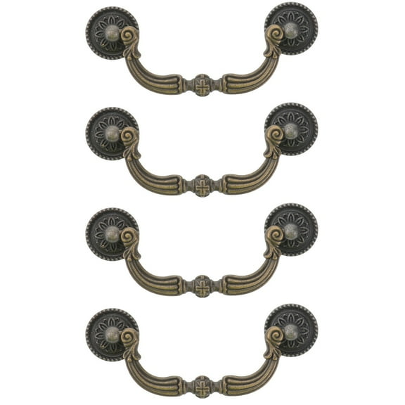4pcs Vintage Cabinet Closet Drawer Pull Handle (Antique Brass)