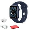 Apple Watch Series 6 GPS, 44mm Blue Aluminum Case with Deep Navy Sport Band Kit