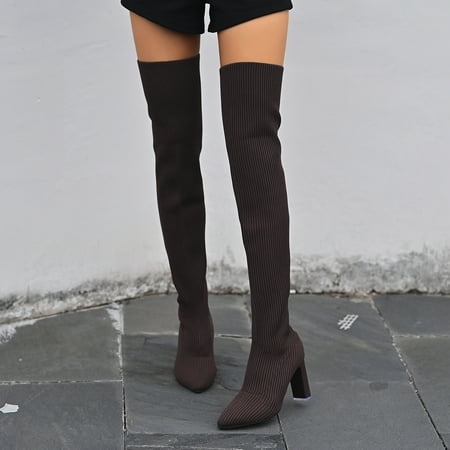 

Women‘s High-heeled Stylish Knitted Over The Knee Boots Sock Boots