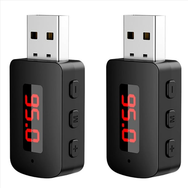 2X Coche Bluetooth 5.4 Adaptador FM Transmisor USB Receptor Llamada Manos Auto Pantalla LED Audio Música Receptor Inalámbrico