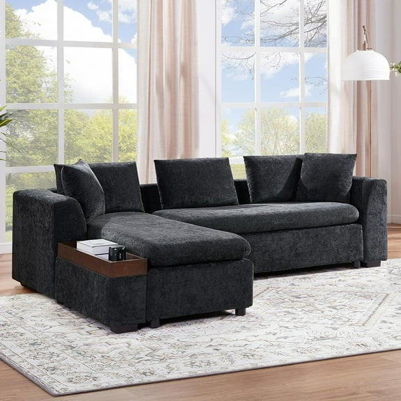 Ball & Cast Modular L-Shaped Sectional Sofa with Storage - 93.7" Chenille Fabric Couch, Deep Seating & Matching Pillows, Modern Living Room Furniture