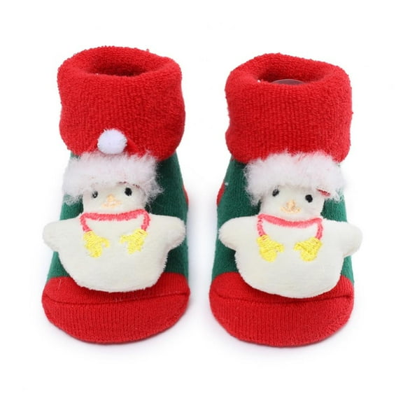 SYNPOS 0-1T Christmas Baby Non Slip Warm Socks Baby Boys Thick Winter Socks with Grips for Baby Girls Non Skid Socks