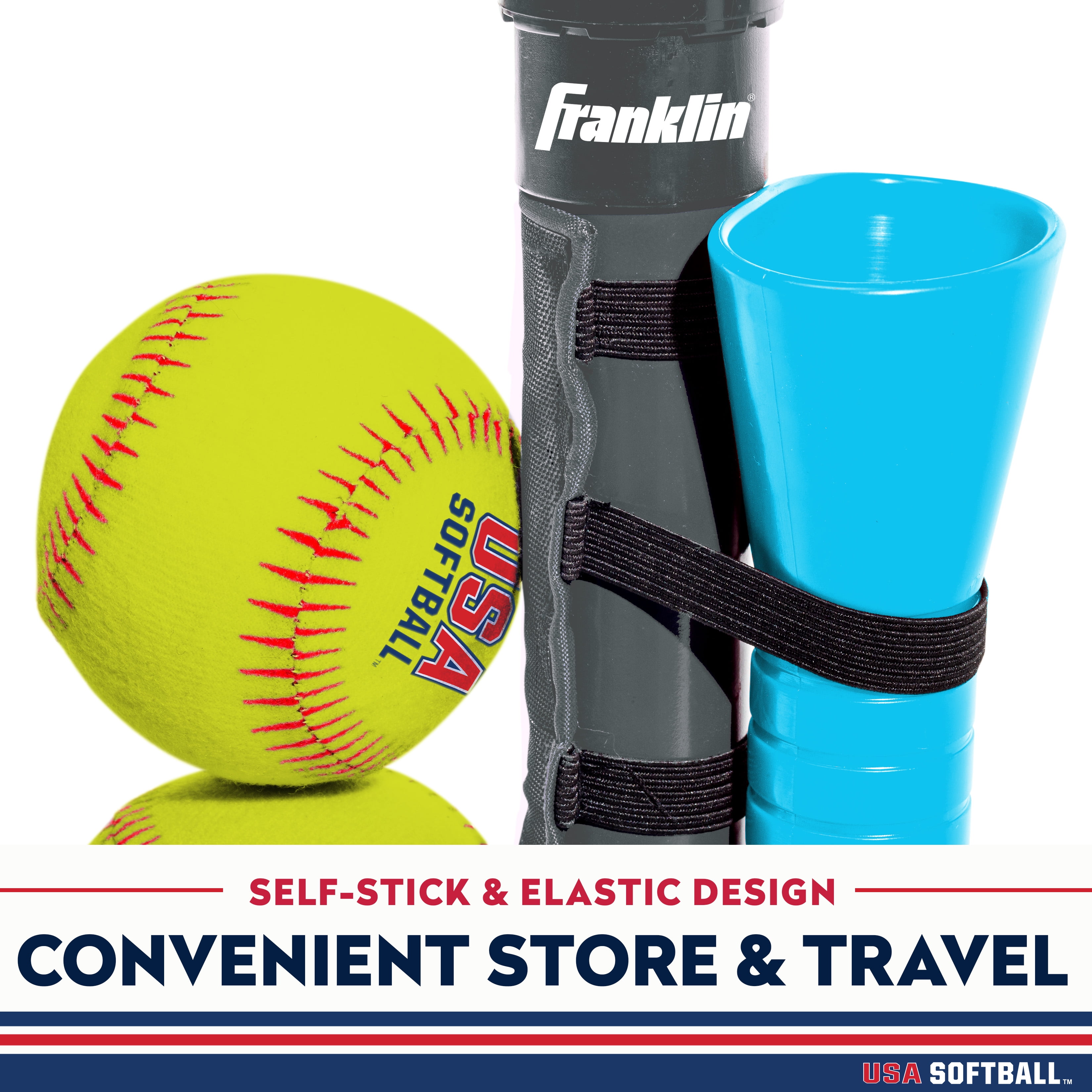 Franklin Sports Grow with Me Kids Teeball + Softball Batting Tee, Blue/Grey