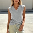 thumbnail image 6 of ClodeEU Women's V Neck Sleeveless Tank Top ,Solid Color Casual Summer Tops Gray,Women's Plus L, 6 of 7