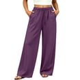 thumbnail image 2 of ZUBKTE Women's Fall Winter Sweatpants, Solid Elastic Drawstring Waist Loose Casual Long Trousers with Side Hidden Pockets S‑2XL, 2 of 8