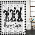 thumbnail image 2 of Easter Shower Curtain, Waterproof Shower Curtains for Bathroom, Spring Polka Dot Bunny Black Plaid Checkered Washable Fabric Bathtub Curtain Set Bath Decor with 12 Hooks Long 72"x84", 2 of 8
