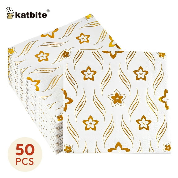 Katbite Disposable Paper Napkins,6.5x6.5 inch,50 Count, White