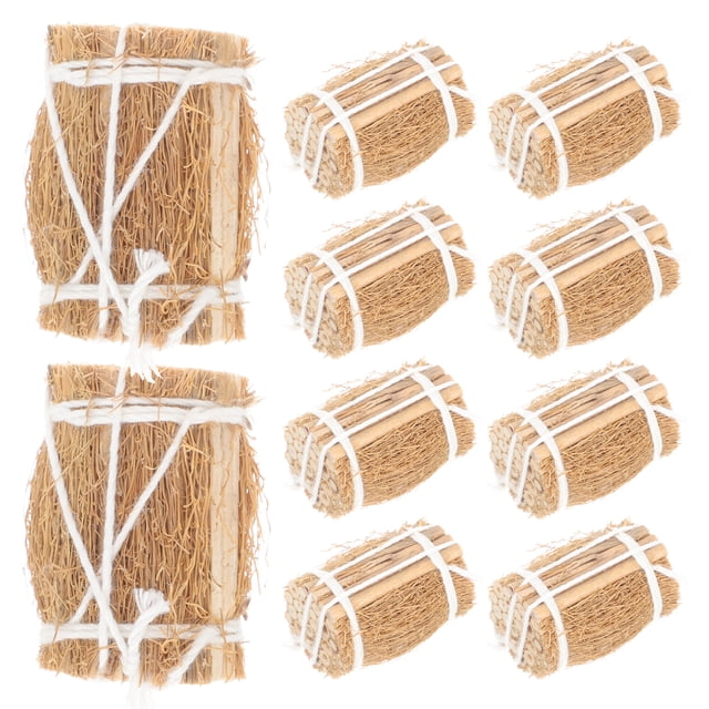KAKOWELY 10 mini casas de muñecas con adornos de pacas de heno, mini decoración de heno, modelo en miniatura de pacas de heno.