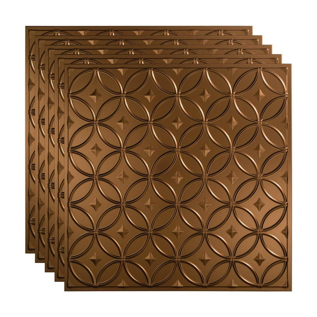 FASÄDE Rings Decorative Vinyl 2ft x 2ft Lay in Ceiling Panel in Oil Rubbed Bronze (5 Pack)