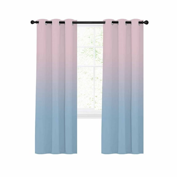 Ombre Blue Pink Blackout Curtains 63 Inches Long for Bedroom, Abstract Art Thermal Insulated Room Darkening Black Out Window Curtain Panels Grommet Drapes for Living Room
