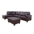 thumbnail image 3 of PonLiving Furniture Brown Faux Leather 3 Piece Sectional Sofa Couch Set, L-Shaped Modern Sofa with Chaise Storage Ottoman for Living Room Furniture, Left Hand Facing, 3 of 5