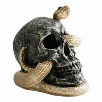 BNNG Snake Cobra Skull Home Tabletop Decorative Resin Small Figurine Statue - Light Up Skull Decoration, Creepy Luminous Face for Haunted House, Party, Scary Atmosphere