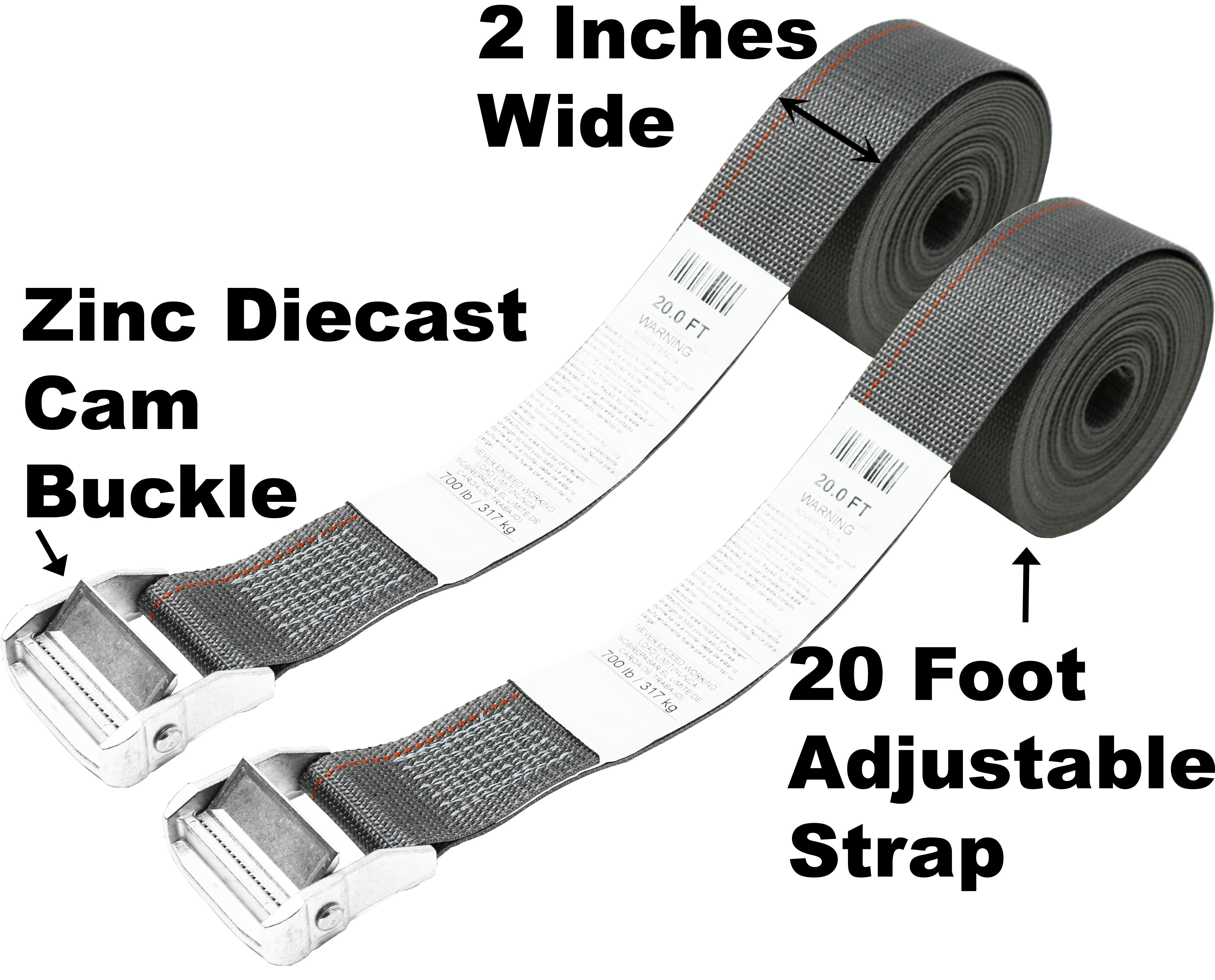 CustomTieDowns 2 Pack-2 inch x 20 Foot Cam Buckle Cinch Strap. Endless Loop ( No Hooks) 8559 - image 3 of 5