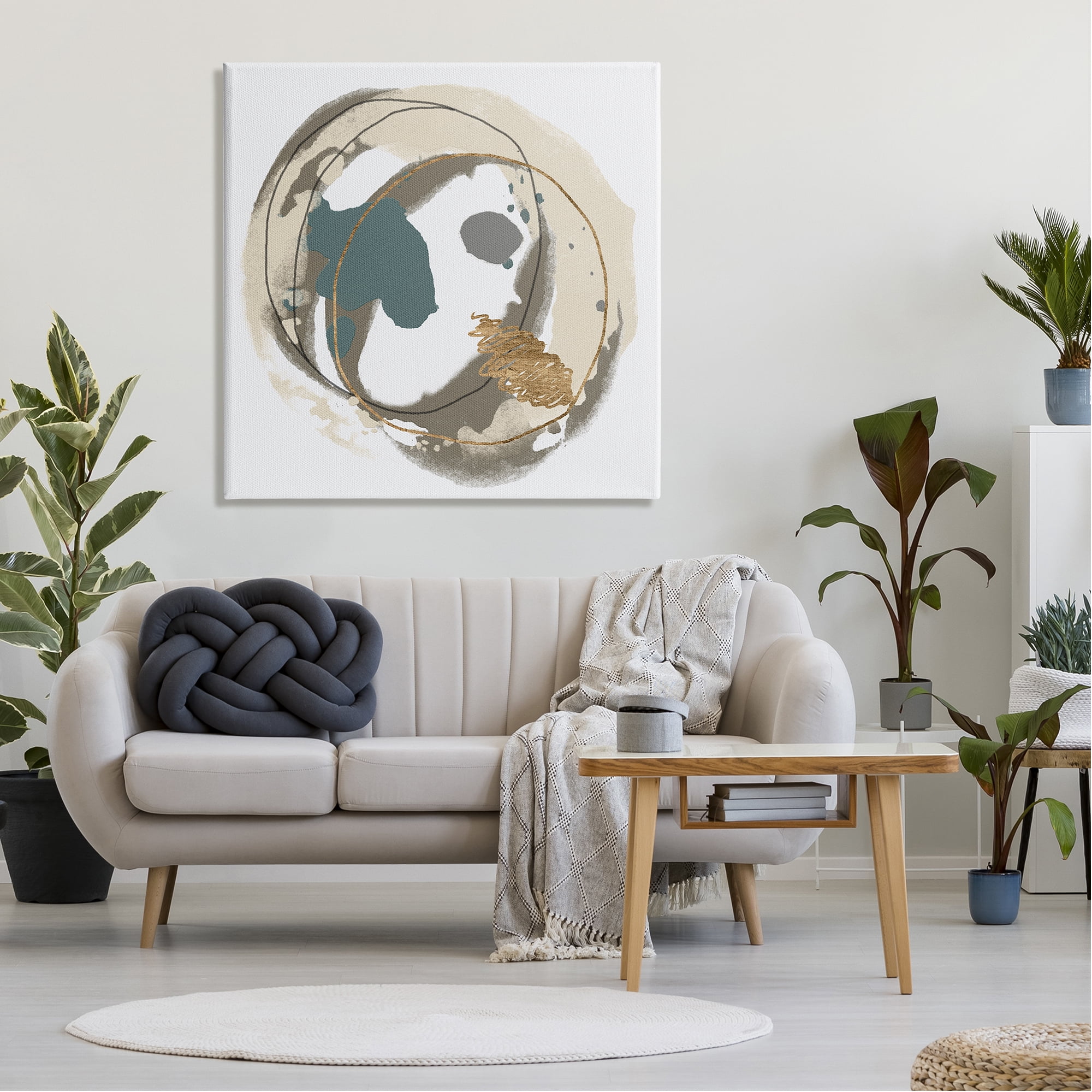 Stupell Circular Inclusion Abstract Shapes Abstract Painting Gallery Wrapped Canvas Print Wall Art