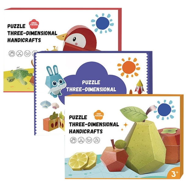 Libro de Origami 3D Hecho A Mano con Dibujos de Animales y Frutas. Papel de Origami para Niños. Juguete Educativo Montessori.