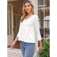 thumbnail image 4 of DARING DIVA Women's Tie Front 3/4 Sleeve Peplum Blouse M White, 4 of 6