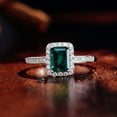 thumbnail image 2 of Eclet Jewels White Gold Over 14K Silver Diamond Rings - Emerald Cut Excellent 2 Ct Diamond Rings For Women's - Halo with Green Diamond Rings for Women's - Green solitaire Diamond With Accent Rings, 2 of 9