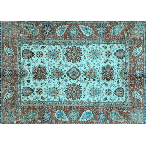Ahgly Company Indoor Rectangle Oriental Light Blue Traditional Area Rugs, 2' x 5'
