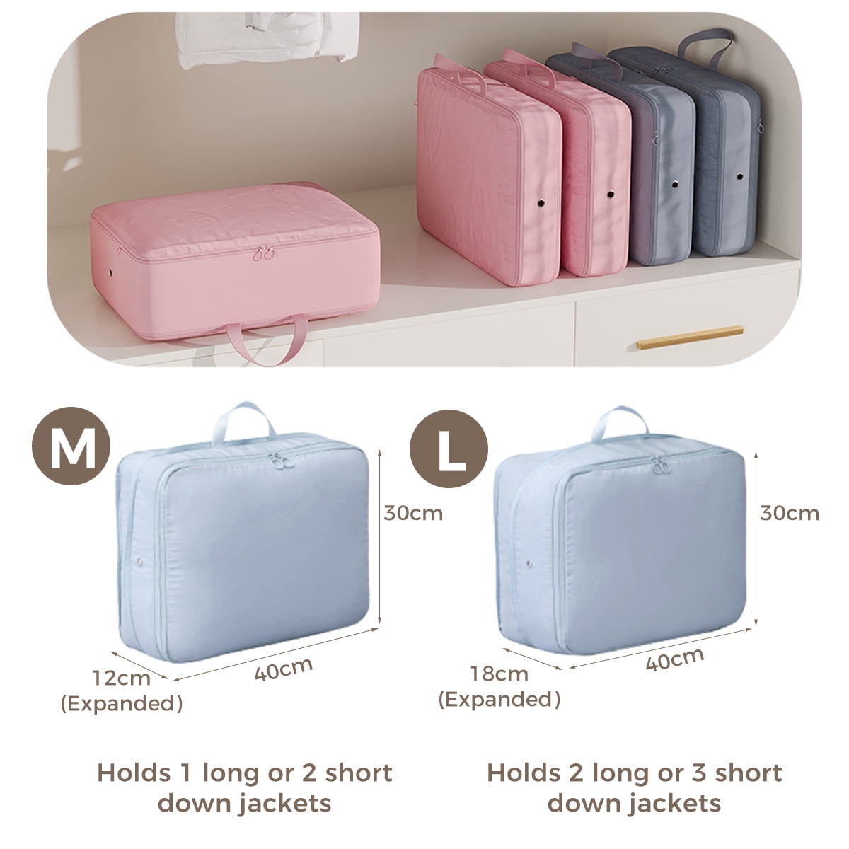AUXDIQ 3 PCS Compression Packing Cubes Travel Luggage Organizer Bags Set Packing Organizers Compression Suitcase Bag Travel Essential Bag