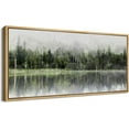 thumbnail image 4 of IDEA4WALL Extra Large Framed Canvas Print Wall Art Misty Forest Reflection Pastel Landscape Artwork Nature Wilderness Antique Retro Fine Art Decorative Relax/Calm for Home Decoration - 60"x30", 4 of 5