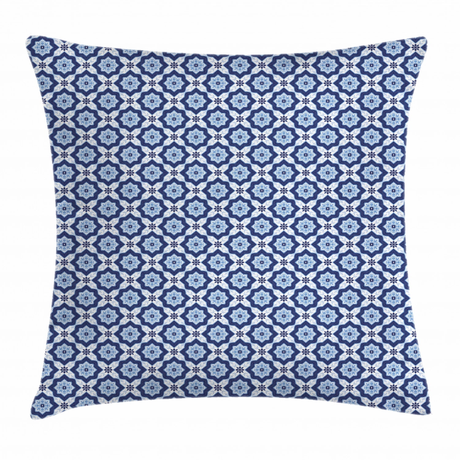 Moroccan Throw Pillow Cushion Cover, Azulejo Tile Pattern Diagonal Ceramic Pattern Arabesque