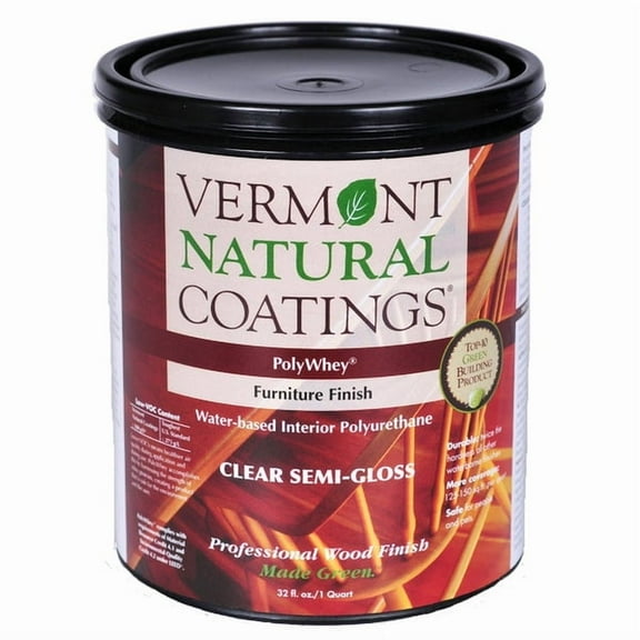 1 Pc, Vermont Natural Coatings Polywhey Semi-Gloss Clear Water-Based Furniture Finish 1 Qt