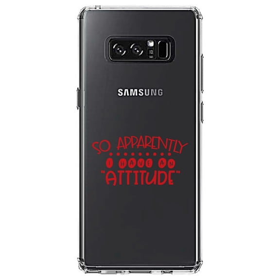 DistinctInk Clear Shockproof Hybrid Case for Samsung Galaxy Note 8 - TPU Bumper Acrylic Back Tempered Glass Screen Protector - So Apparently I Have An Attitude - Red