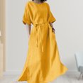 thumbnail image 3 of Vestido casual de mujer Vestido largo de algodón para mujer Vestido largo de cuello redondo Vestidos de fiesta para mujer FLhrweasw Nuevo, 3 of 9