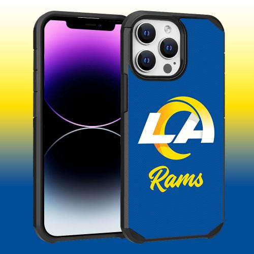 Apple iPhone 14 Pro Max (6.7) - NFL Licensed Los Angeles Rams Blue Textured Back Cover on Black TPU Skin