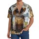 thumbnail image 1 of Fotbe Cat In Sun Hat Camisa Estampada de Manga Corta para Hombre, Casual de Verano, Estilo Playero, Sin Arrugas-Medium, 1 of 5