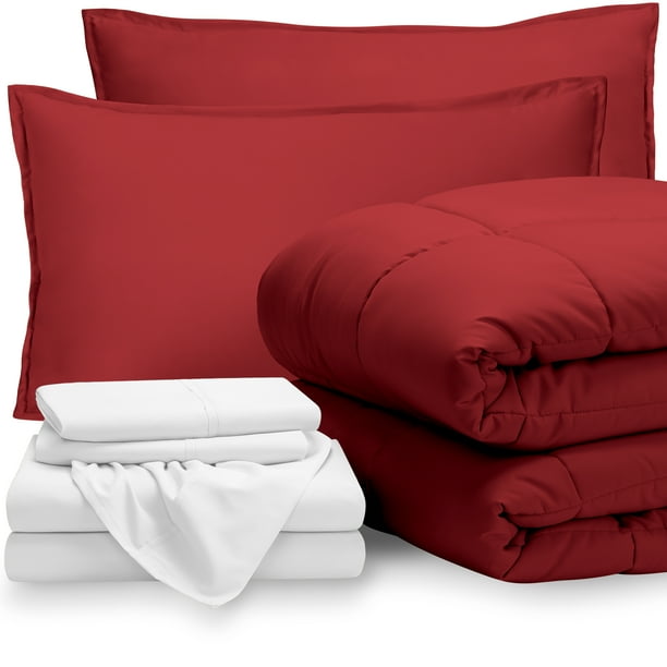 7 Piece Bed In A Bag King Comforter Set Red Sheet White Com Bed In A Bag King Comforter Set, Red Bed In A Bag King Size
