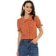 thumbnail image 1 of Camisa Vintage Allegra K con Botones y cuello Peter Pan con Volantes y lunares Rojo naranja XL, 1 of 6