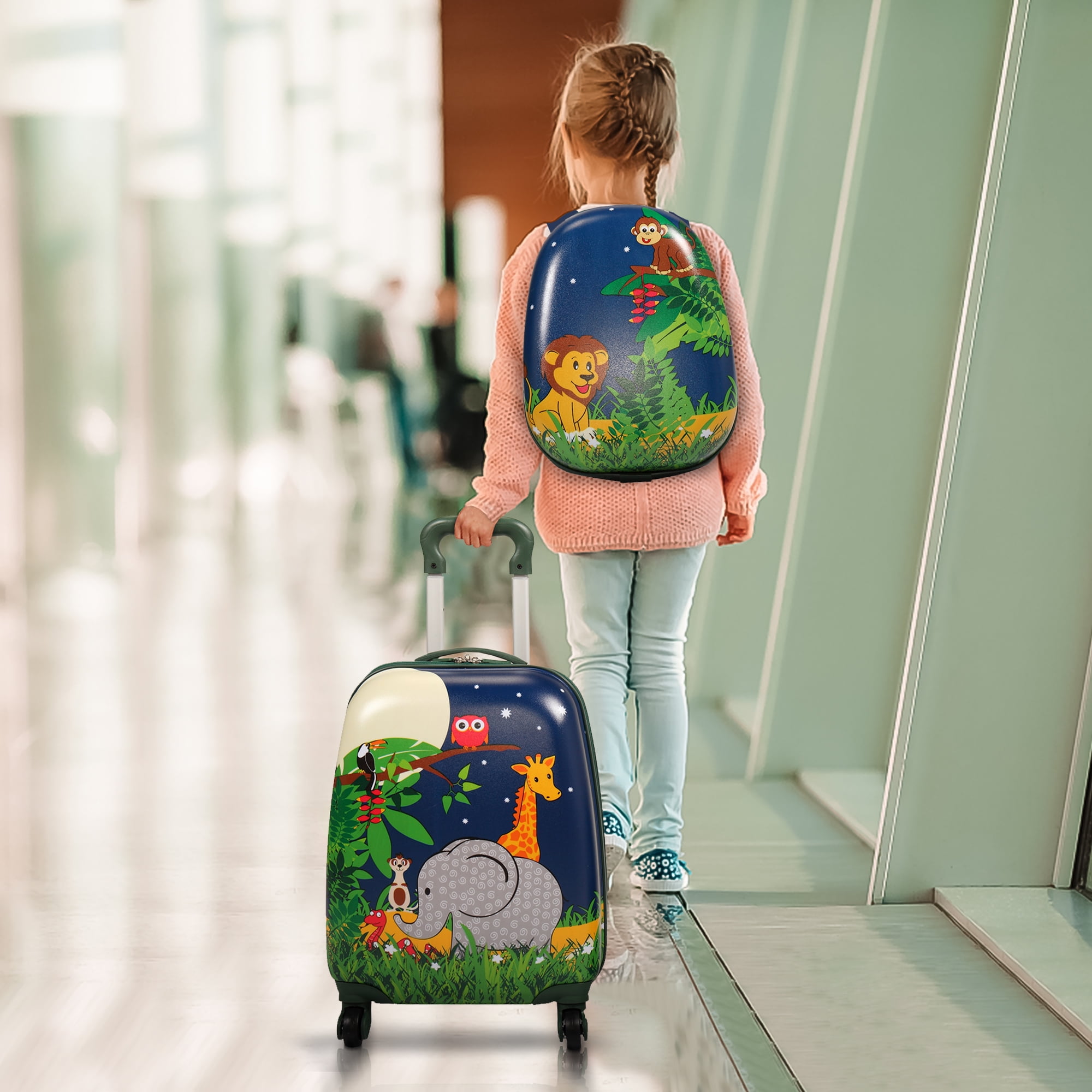 Kepooman 2Pcs Kids Luggage Set, 12" Backpack and 16" Spinner Case, Rolling Suitcase with Spinner Wheels, Navy Blue Kepooman 2Pcs Kids Luggage Set, 12" Backpack and 16" Spinner Case, Rolling Suitcase with Spinner Wheels, Navy Blue