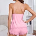thumbnail image 3 of JULMCOMO Pajamas for Women Set Floral Lace Trim Deep V Neck Sleepwear Casual Camisole Tops Ruffle Shorts Matching Pj Sets Pink M, 3 of 4