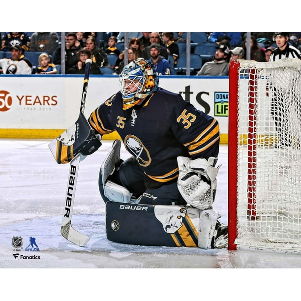 Linus Ullmark Buffalo Sabres Unsigned Blue Jersey in Net ...