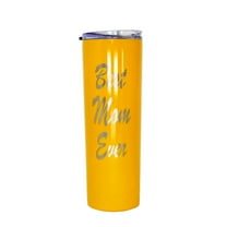 Best Mom Ever Gift - Ezprogear 20 oz Stainless Steel Skinny Tumbler Insulated Engraved Coffee Mug with Lid & Straw Mom Gifts, Mom Birthday, Mothers' Day, Christmas Gift (Mango)