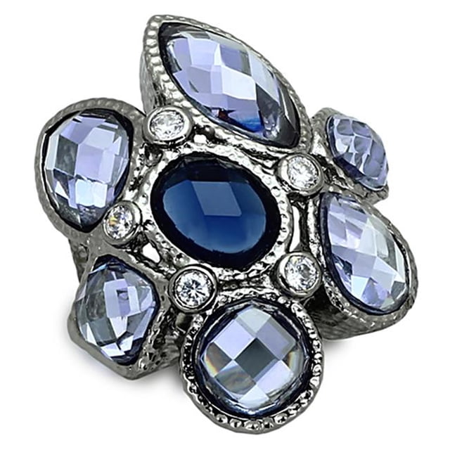 Women Ruthenium Brass Ring with Synthetic in Multi Color - Size 7