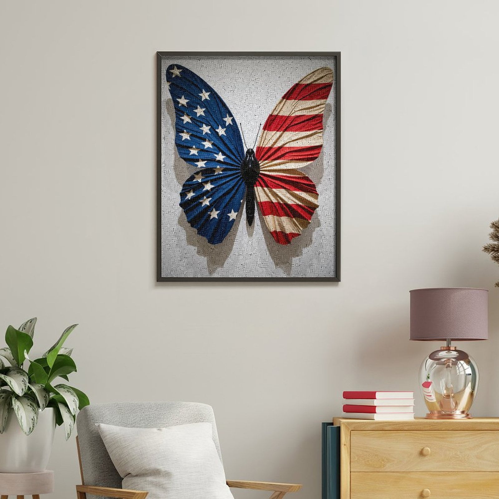 Paint By Numbers Kit for Adults Beginner - DIY Patriotic Butterfly Art Display Canvas Painting Kits for Adults, Frameless Paint By Number for Adults for Home Wall Decor 16x20 Inch