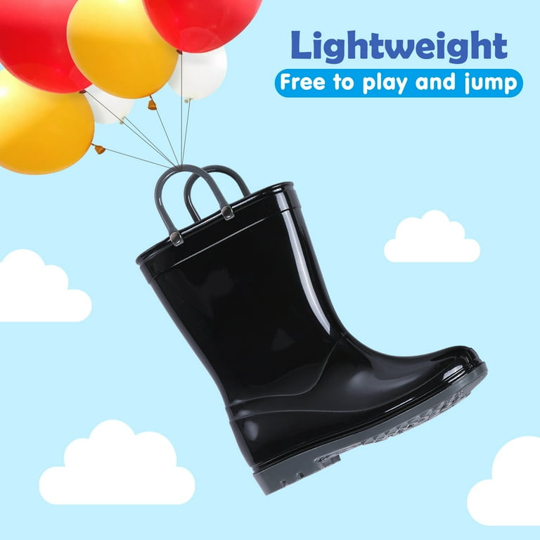 Litfun Children s Rubber Rain Boots Size 7 Toddler for Boys Girls Black Walmart