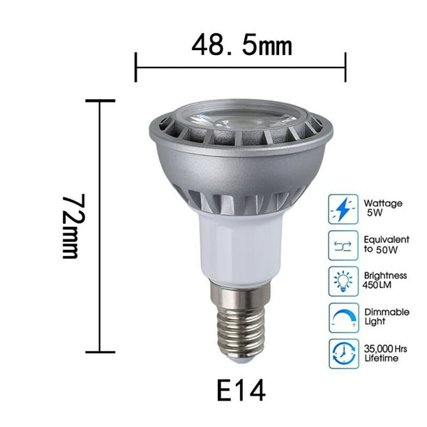 Bombilla LED de luz descendente RGB MR16, E27, E14, GU10, GU5.3, B15, 5W, COB, Ángulo de haz alto de 36 °, 450LM, CA 85-265V, 30W, equivalente a halógeno