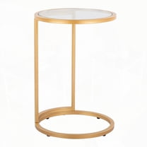 Round Zenn End Table by LumiSource with Clear Glass Top and Gold Metal Frame