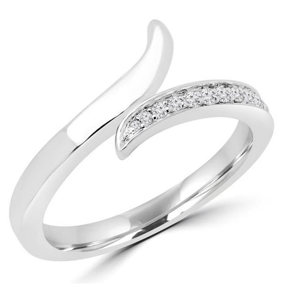 MDR170071-8.25 0.13 CTW Round Diamond Eternity Wedding Band Ring in 14K White Gold - Size 8.25