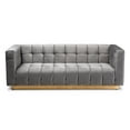 thumbnail image 3 of Bowery Hill 16.1" Modern Velvet Upholstered Sofa in Gray/Gold, 3 of 9