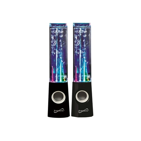 Supersonic SC-1122BLK 3 Watt Dancing Water Speakers (Black) Brand New