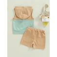 thumbnail image 5 of Baby Boy's Two-Piece Suit, Infant Toddler Boy Contrast Color Sleeveless Hooded Tops + Elastic Waist Shorts, 5 of 9