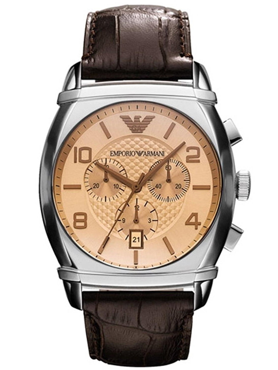 Emporio Armani Men's Classic 42mm Brown Leather Band Steel Case Quartz ...