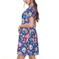 thumbnail image 2 of Balery mushroom Skull rainbow color Vestidos sueltos de manga corta para mujer, vestidos de verano 2025, vestidos casuales de corte A con vuelo., 2 of 6