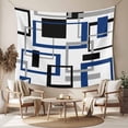 thumbnail image 2 of Blue Black Geometric Tapestry for Bedroom Wall Hanging Tapestry, Modern Minimalist Stripes Aesthetic Ceiling Backdrop Tapestries Poster Blanket Wall Decor for Teens Room Living Room Dorm 59" x 90", 2 of 8