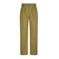 thumbnail image 4 of YDDIAN Cotton Linen Pants for Men Pleated Front Trouser Straight Leg Suit Trousers Solid Color Office Trouser Linen Pant Army Green L, 4 of 6